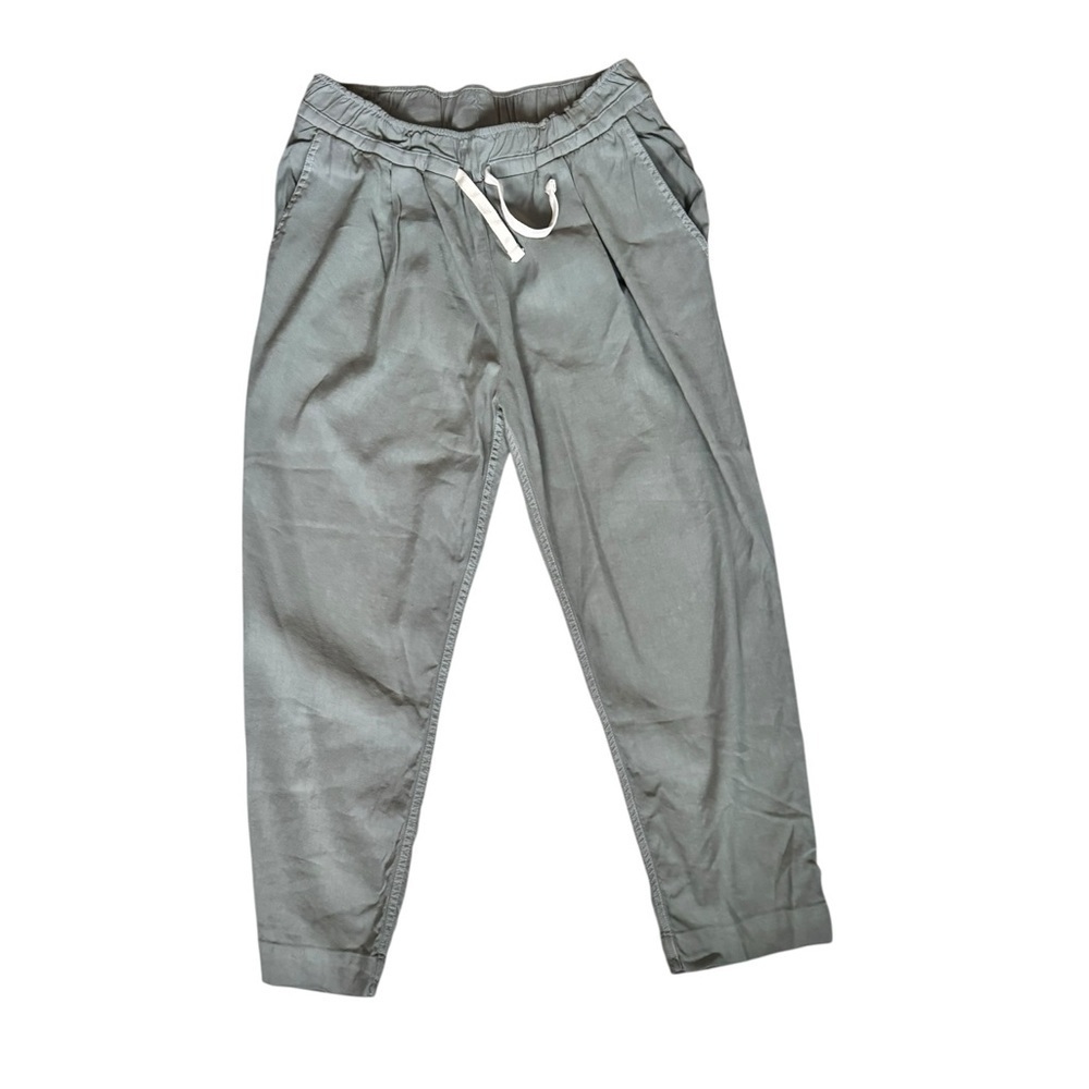 Monrow Grey Linen Blend Jogger Pants Minimalist Coastal Casual Small E56